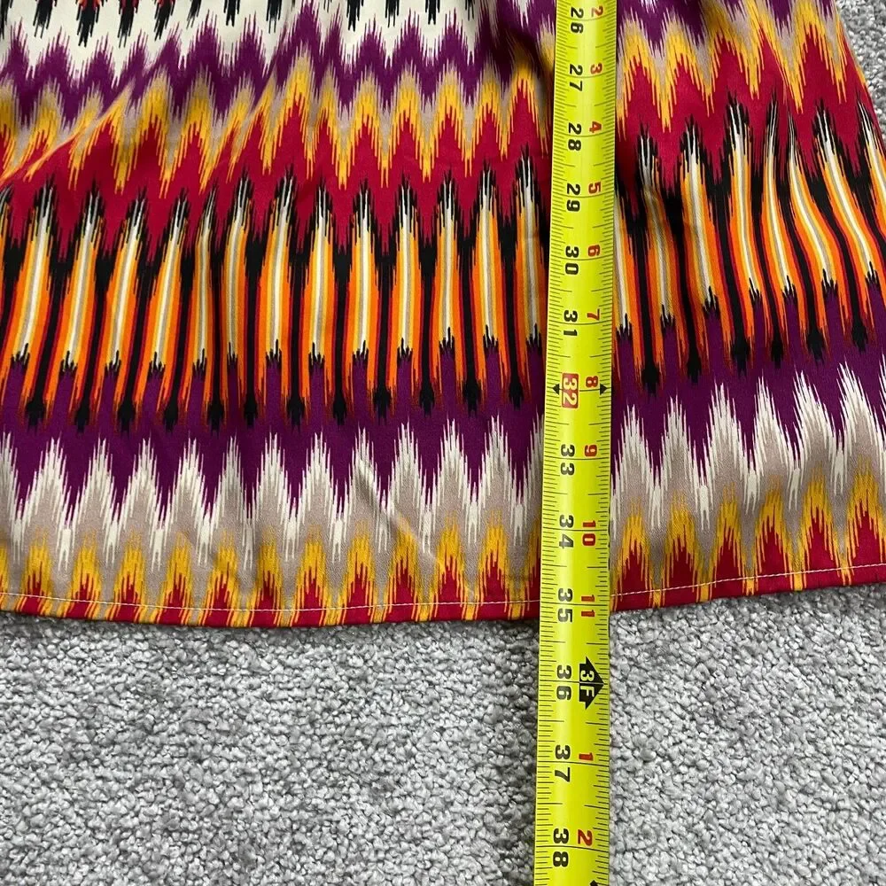 Love Reign Dress Womens XL Multicolor Midi Spaghetti Strap Boho Aztec Belted